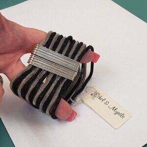 Ethel & Myrtle, NWT, silver and black mesh metal magnetic cuff bracelet